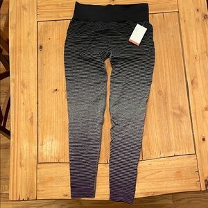 Marika Black and Gray Striped Leggings